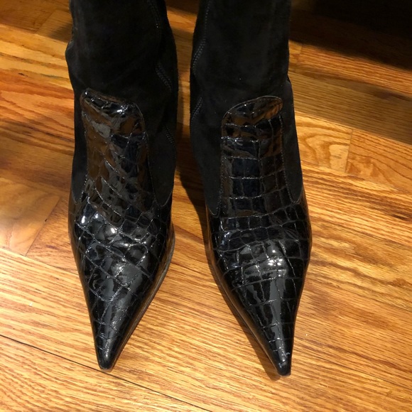 Black Suede & Leather Boots - Picture 3 of 7